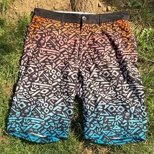 American Rag Surf & City Board Shorts 34 Black/Blue/Red/Orange